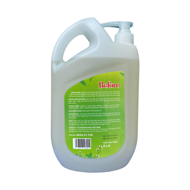 Nước rửa chén thảo dược Before hương chanh 2 lít